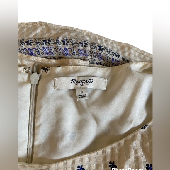 Madewell Silk Nomad Paisley Dress in Cream and Blue - Picture 4 of 12